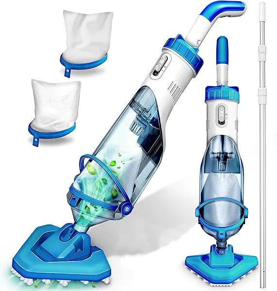 Cordless Handheld Pool Vacuum with Telescopic Pole, 18 GPM Powerful Suction, Longer 60 Min Runtime, Portable Pool Cleaner for Above Ground/Inground Pools, Hot Tubs and Spas