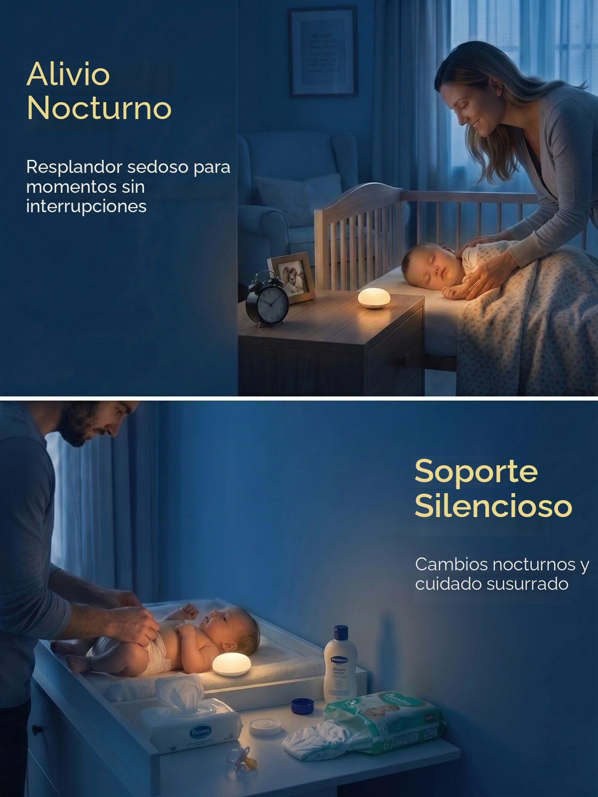 Anico EASZZZ - Luz nocturna para bebé, lámpara de guardería para lactancia, lámpara táctil de silicona sin BPA, cuidado de los ojos, diseño fácil de voltear, atenuación