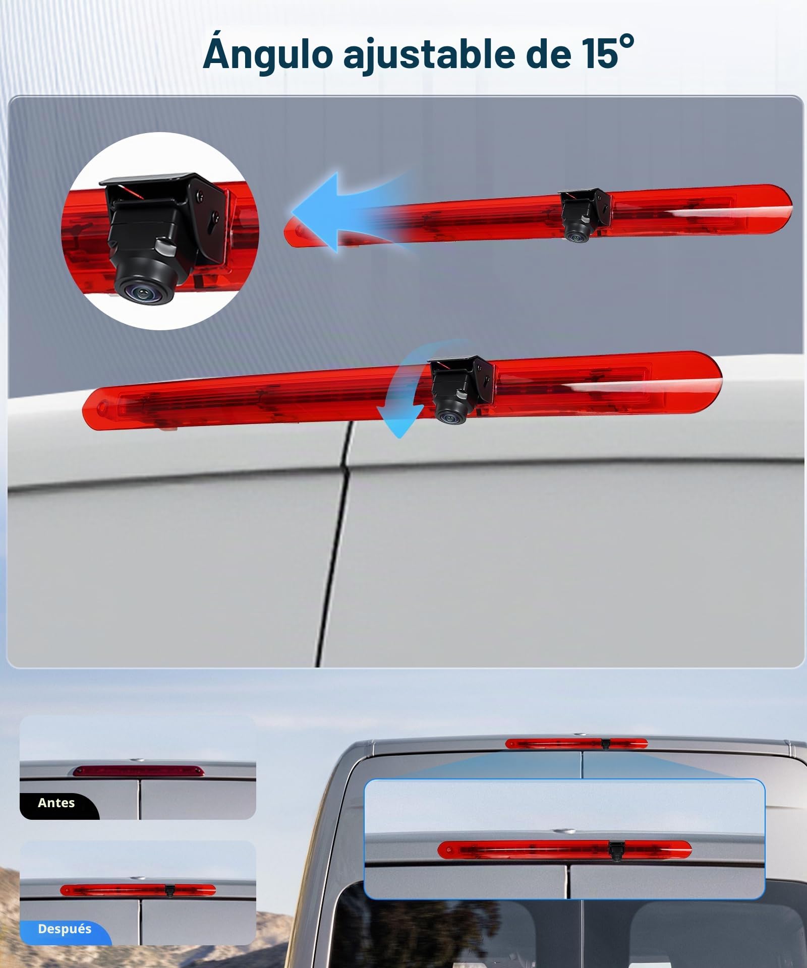 Hodozzy Cámara de Visión Trasera para Mercedes Benz Vito 2016-2024, Cámara para Tercera Luz de Freno, Visión Nocturna por IR, Resistente al Agua IP67, con Línea de Marcha Atrás