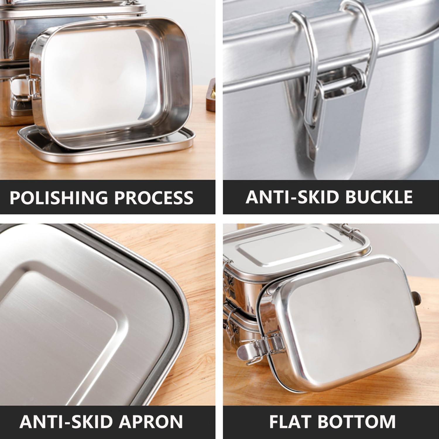 800 ml Pranzo In Acciaio Inox, Porta Pranzo in Metallo, Lunch Box in Acciaio Inox, con Guarnizione in Silicone, A Prova Di Perdite, Adatto per Scuola, Campeggio, Lavoro (Non Qualificato)