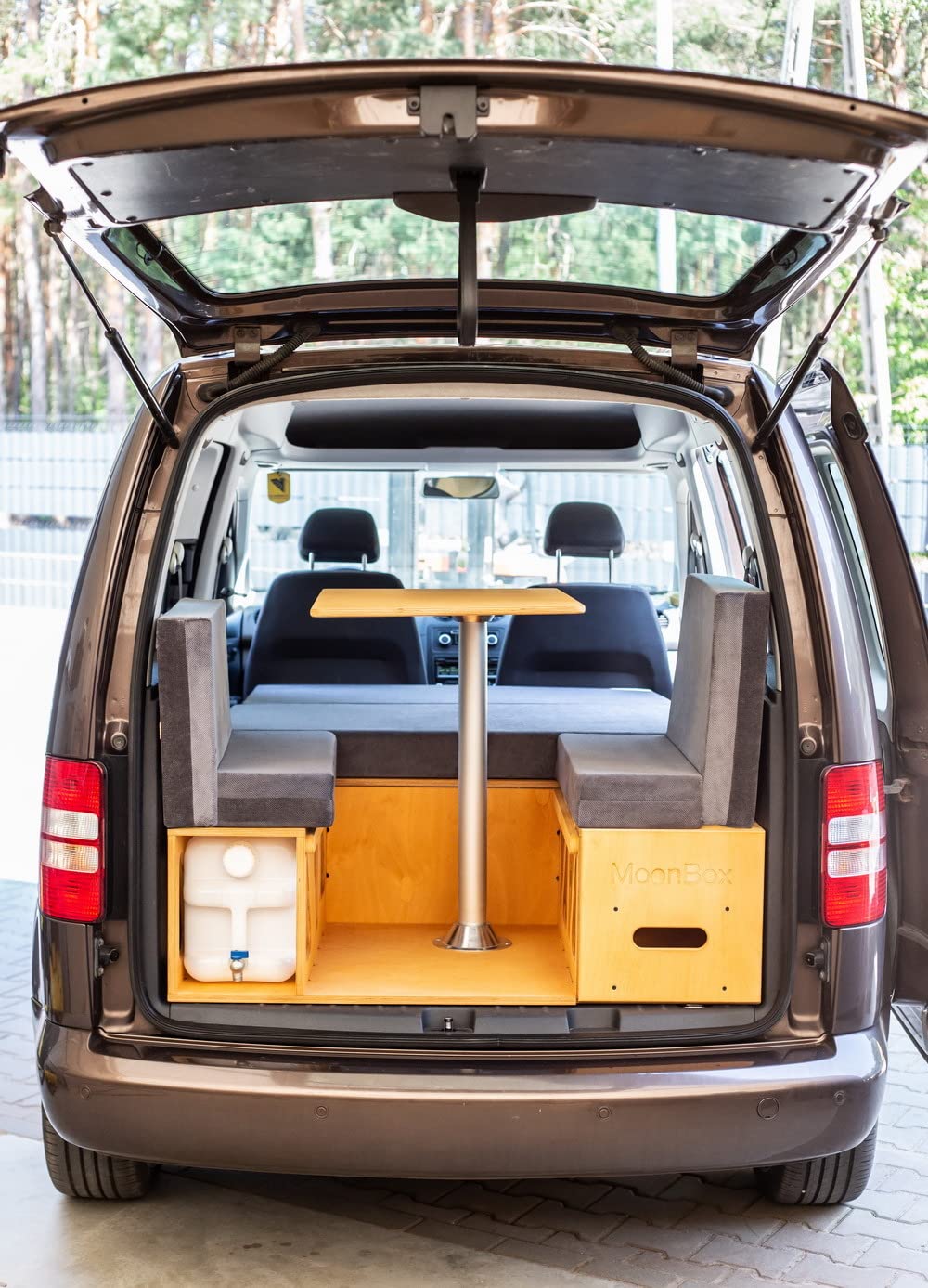 Moonbox Campingbox 115cm Modify für Minivans | mit Campingküche, Schlafsystem & Tisch | für Fahrzeuge mit Mind. 115cm Breite im Kofferraum