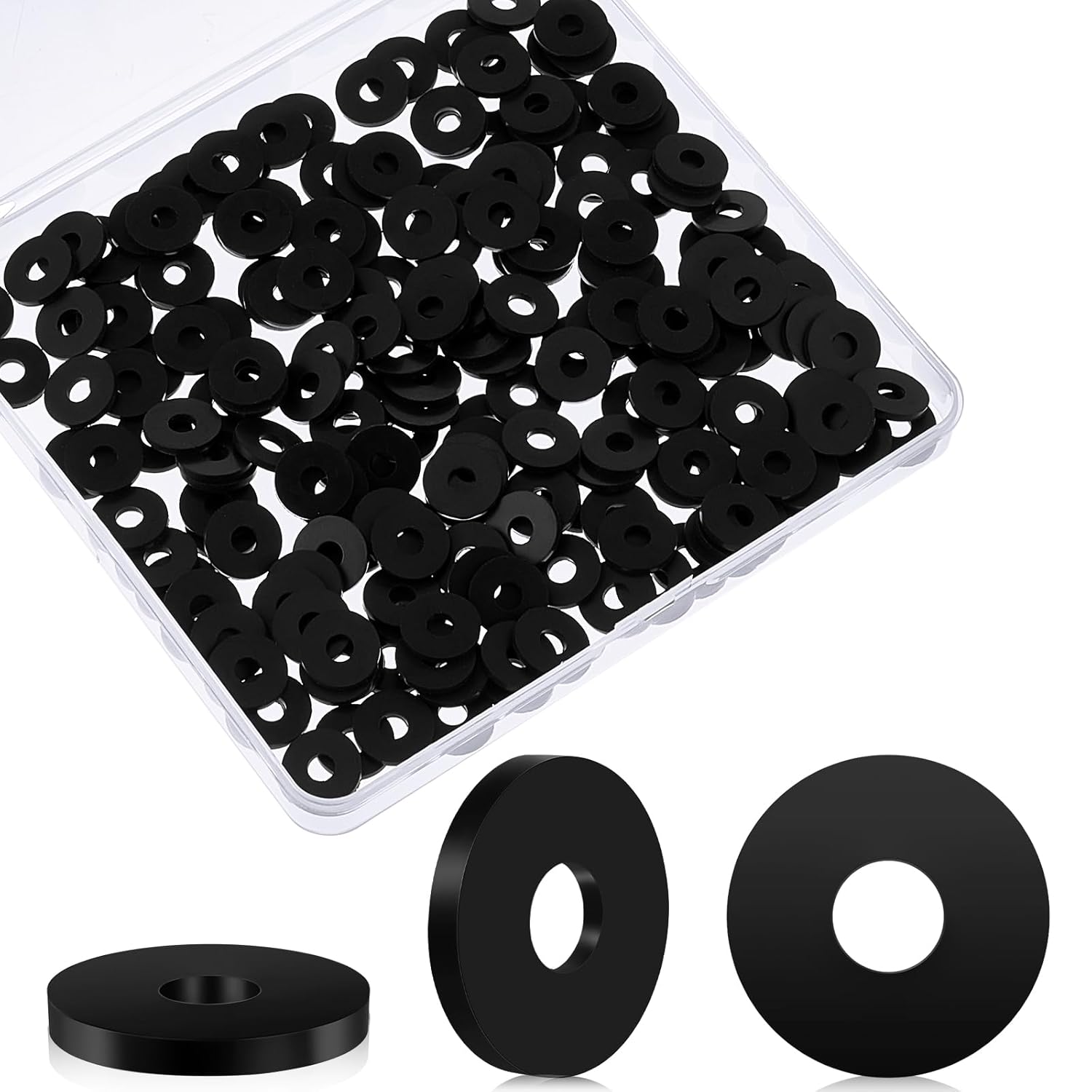 Fabbay 400 Pcs Oil Resistant Neoprene Rubber Washers 1/2 OD x 3/16 ID x 1/16 Inch Thickness Small Rubber Gasket Sealing Washers for Screwsrill Cleaning