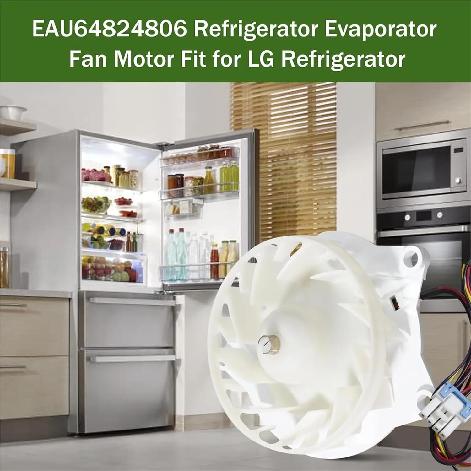 1Pcs EAU64824806 Refrigerator Evaporator Fan Motor Compatible with Refrigerator 12V 1A DC Fan Motor Replace Z40E12MS1A0-57K06