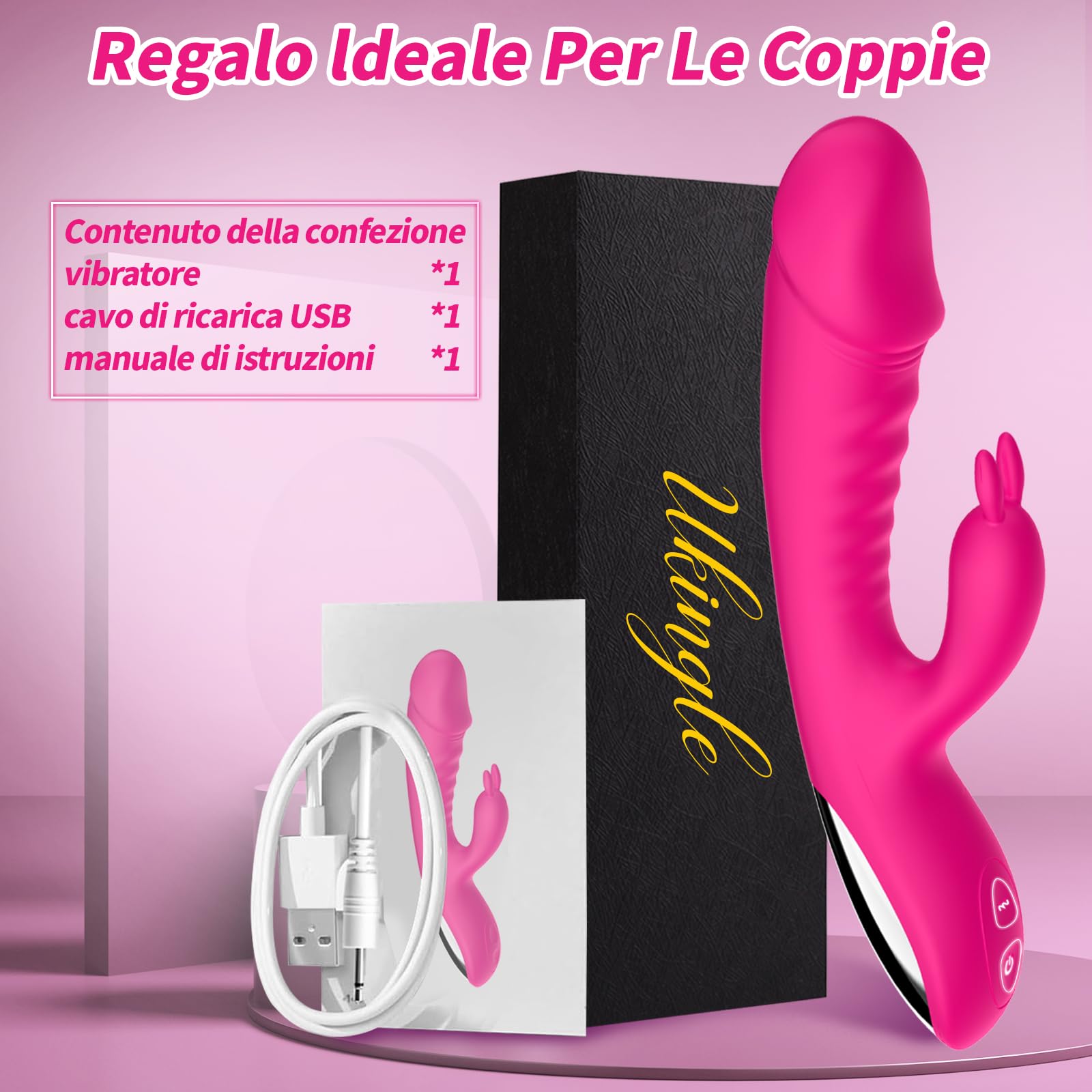 Vibratoreper Donna Professionale Clotoride Grandi Sex Toys Vibratoriper Donne Stimolatore per Clitoride Punto G Squirting Vibratore Rabbit Vibratori Donne 10 Modo Sexytoysys Donna Coppia (pink)