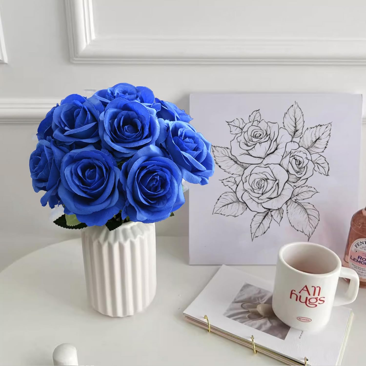 10 Pcs Blue Rose Artificial Flower, Faux Silk Flowers With Long Stems, Fake Roses Bulk Bouquet for Decoration Valentine's Day Centerpieces Proposal Bridal Bouquets Shower Party Home Floral Decor - Image 2