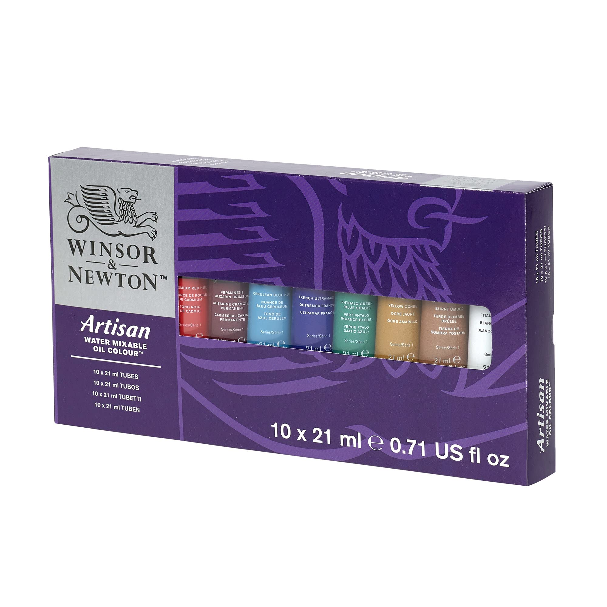 Winsor & Newton 1590269 Artisan farba olejna do mieszania wody, wysokie stężenie pigmentu, odpowiednie krycie i odporność na światło, Set - 10x21ml Zestaw kolorów