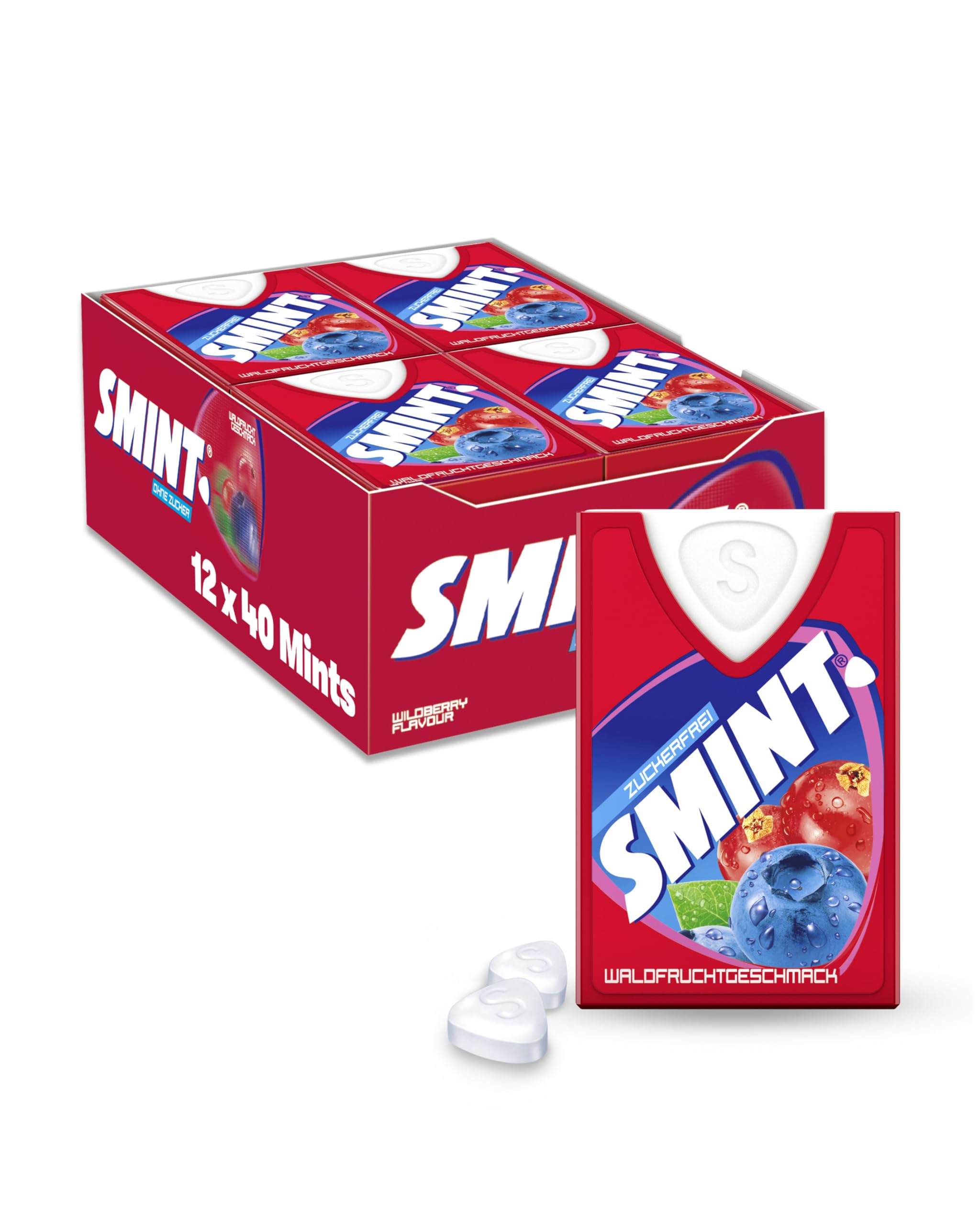 Smint Caramelo Comprimido sin Azúcar, con Sabor a Frutas Silvestres, 8 g (Paquete de 12)