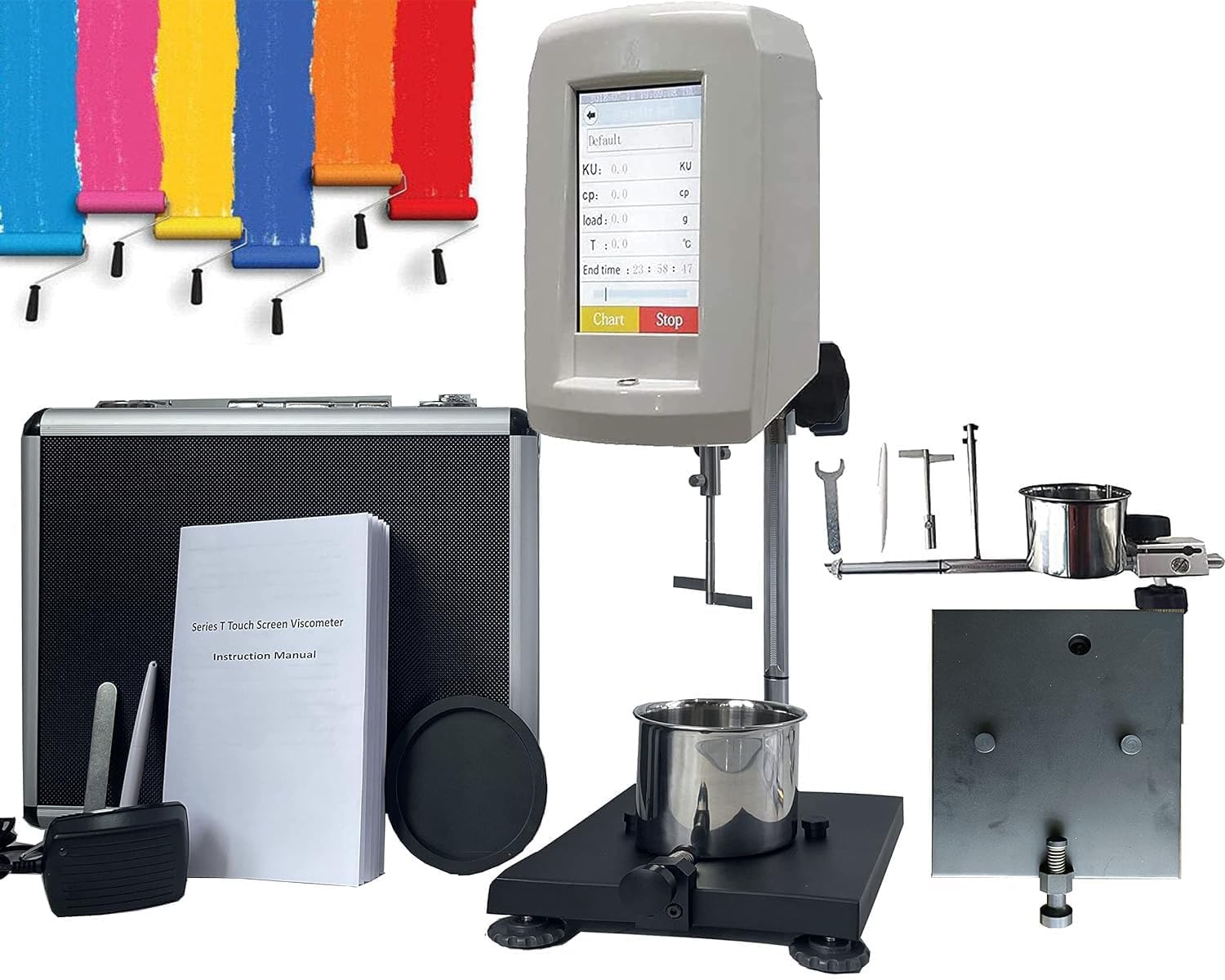 Digital Rotational Viscometer Lab Rotary Viscometer 1-2000000mPa.s Viscosity Tester Meter with Accuracy ±1% with Data Output & Temperature Interface Speed 0.3/0.6/1.5/3/12/6/12/30/60 r/min