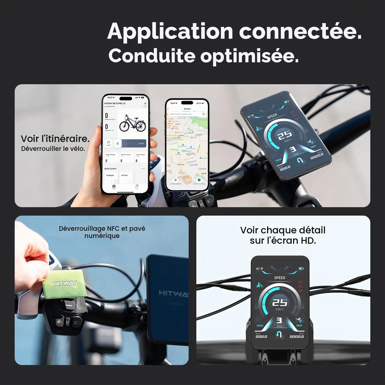 HITWAY Vélo Électrique, E-Bike avec Batterie Amovible 36V 12,8Ah, Moteur 250W jusqu'à 25 km/h, 27,5/29 Pouces, Autonomie 50–80 km, VTT Électrique Pedelec Ville pour Adultes