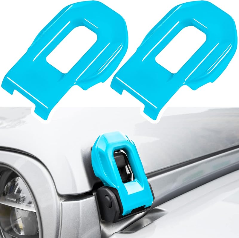 Capas para Travas do Capô E-cowlboy em ABS para Jeep Wrangler JL/JLU e Gladiator JT – 2 unidades Azul-claro