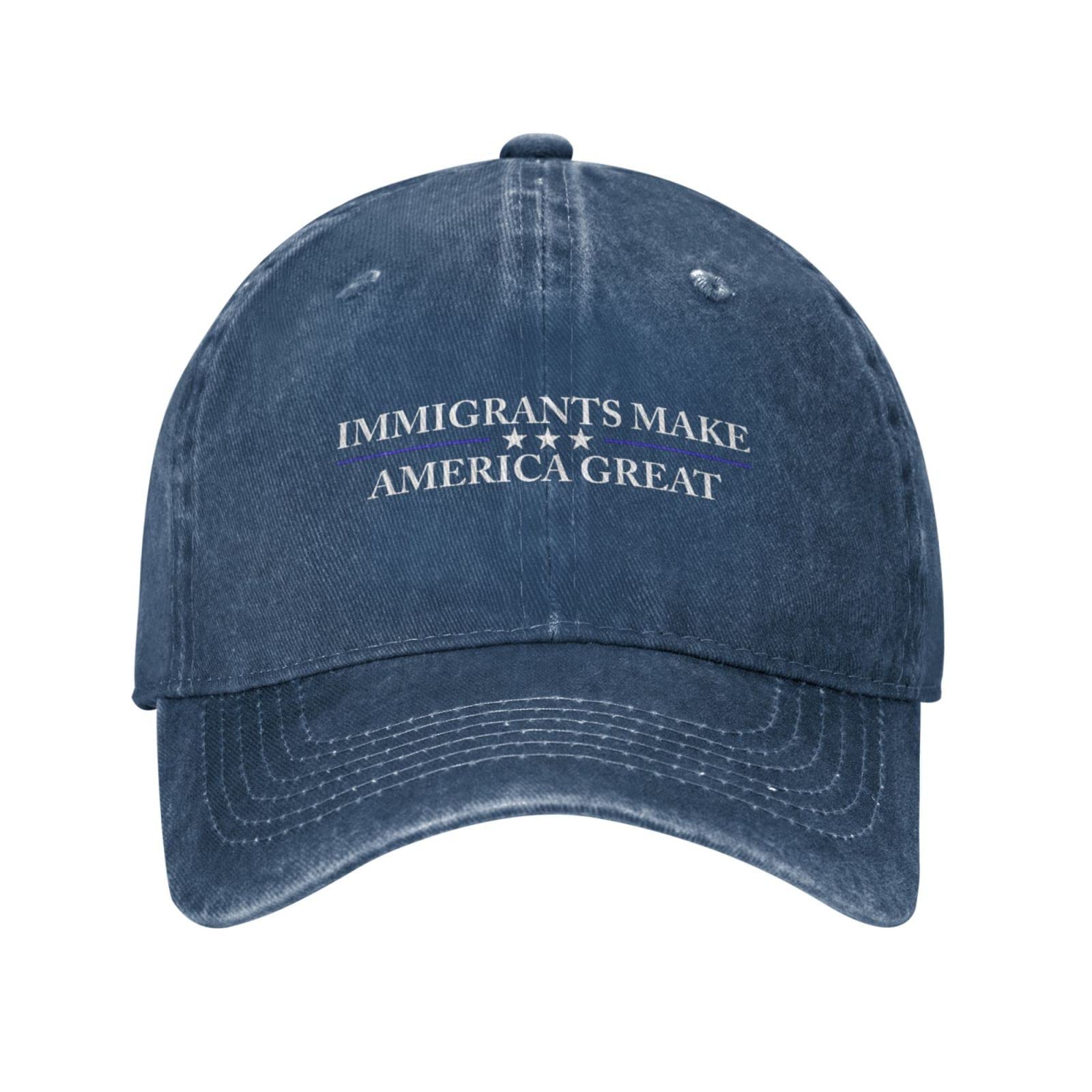 FJQWKLF Immigrants Make America Great Hat Men Baseball Cap Cute Hat Navy Blue