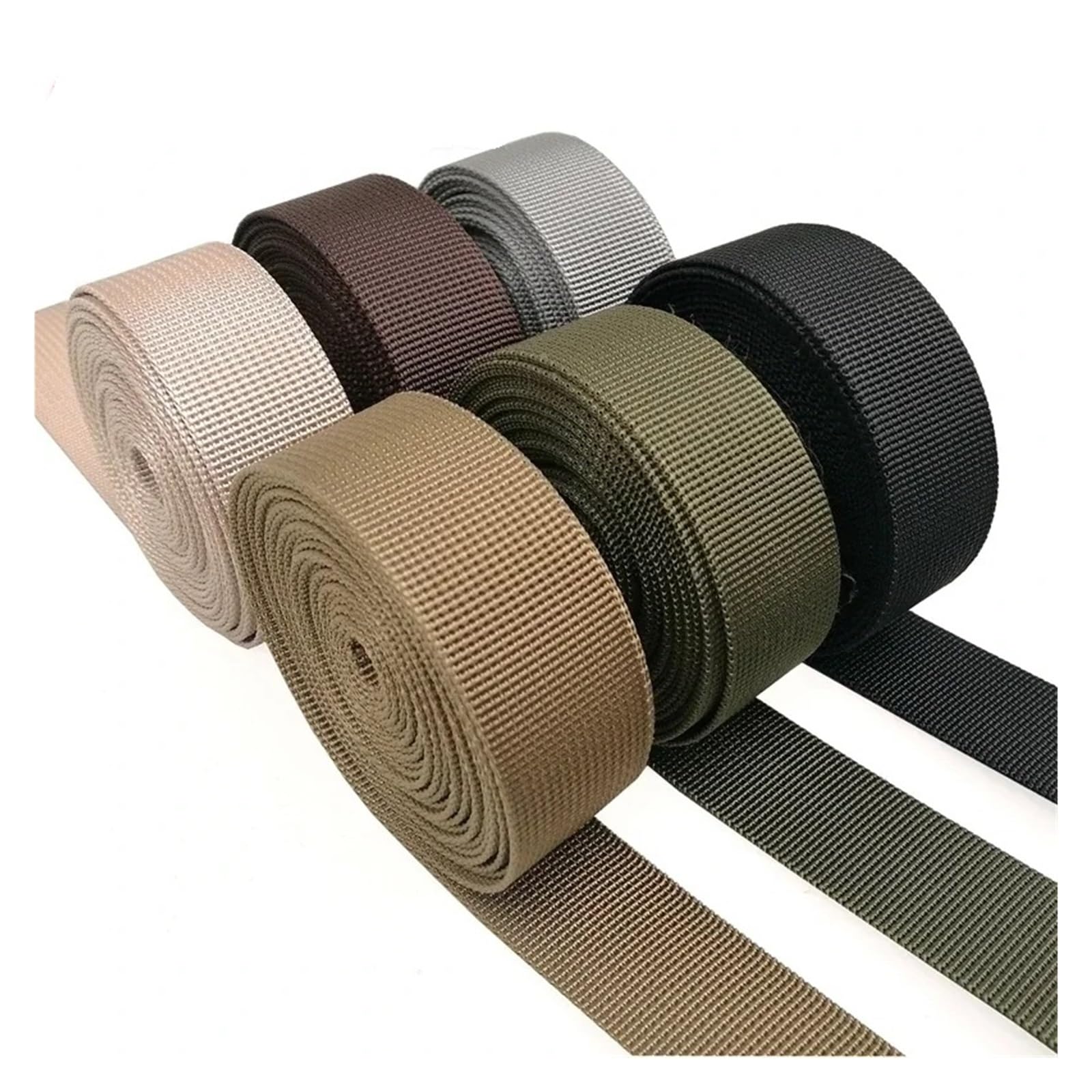 nylonowe taśmy, Taśma parciana nylonowa wielokolorowa o długości 5 metrów 25-50mm do szycia pasów, klamer pasków(Grassgreen,25mm)