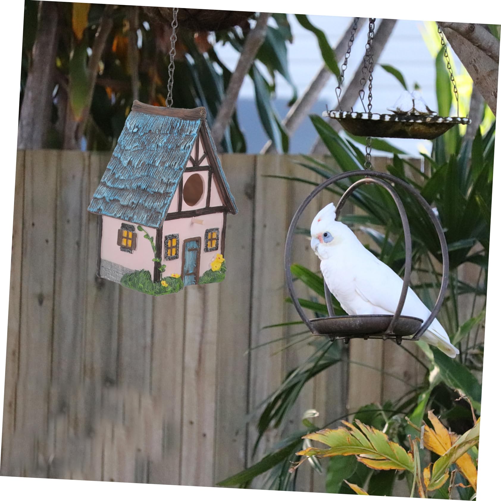 Nichoir Suspendu pour Oiseaux en Résine, Décoratif, Extérieur