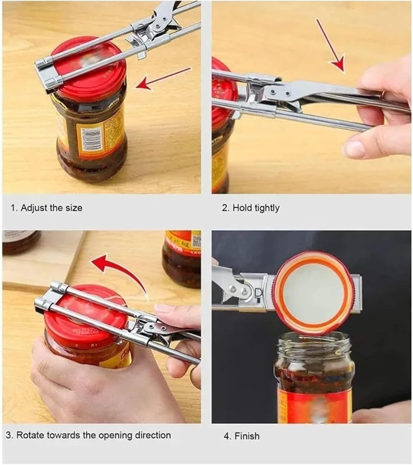 1pc Adjustable Multi-Function Bottle Opener Stainless Steel Lids Off Jar Opener Labor-Saving Screw Can Opener For Kitchen Tools(22.5CM)