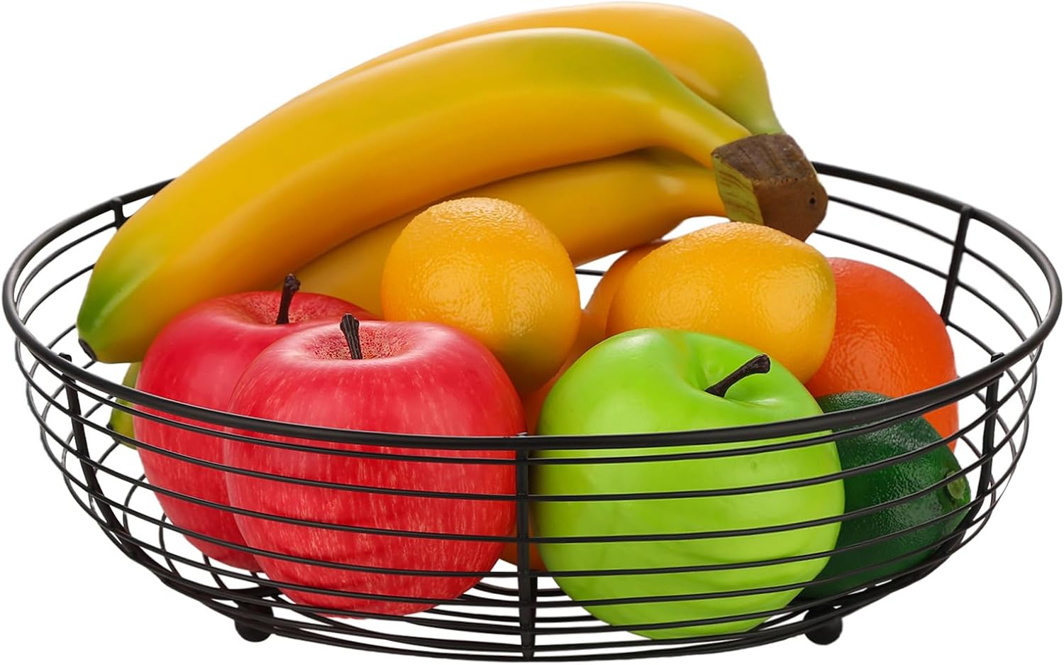 IBWell® Black Fruit Bowl for Kichen Countertop, Round Wire Fruits Breads Vegetables Snacks Canddy Basket - 11.5"x3.4"(DxH) - Image 3