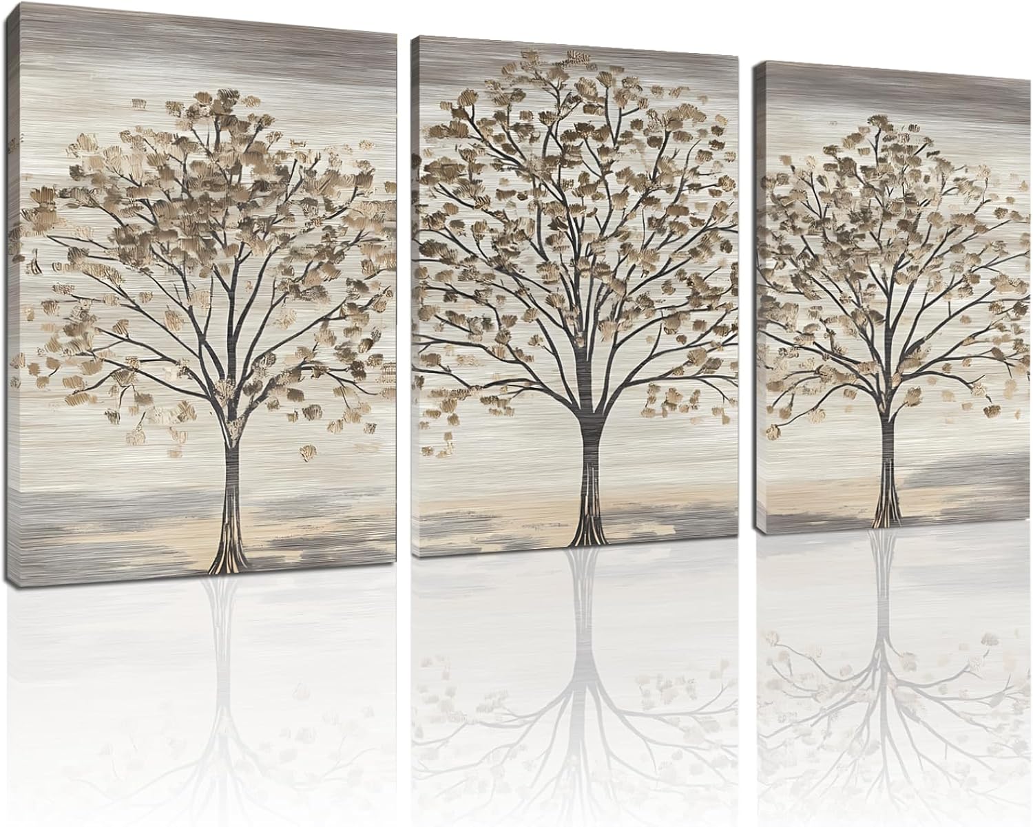 Wivsev Abstract Tree Wall Art,Modern Minimalist Art Canvas,Vintage Farmhouse Wall Decor,Brown And Beige Wall Decor for Bedroom,Livingroom,Office (16" x 24" x 3 pcs)