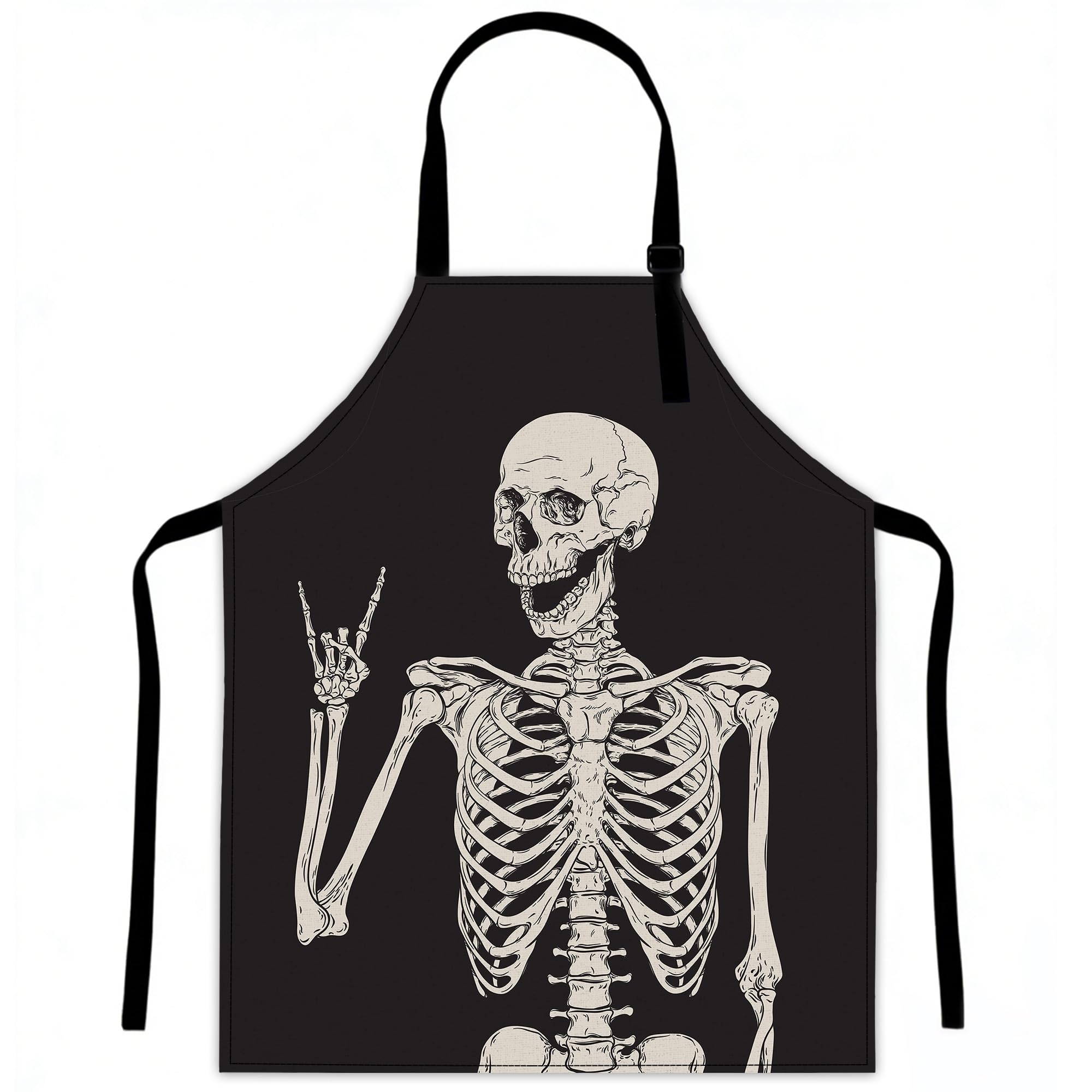 LQEBUY Black White Skull Aprons for Women Funny Skeleton Kitchen Cooking Apron Adjustable Bib for BBQ Coffee House Home Restaurant Craft Garden — image 1