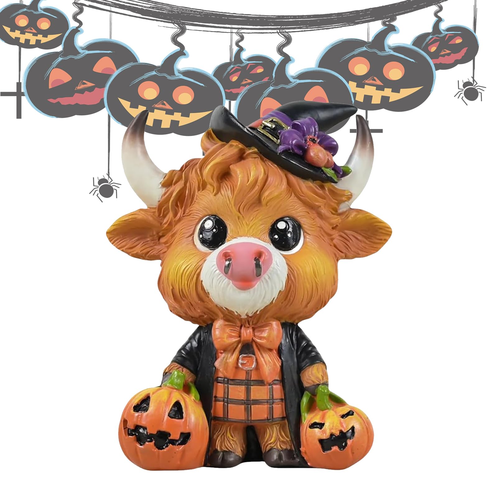 Statue d'Halloween vache des Highlands en résine pour décoration intérieure