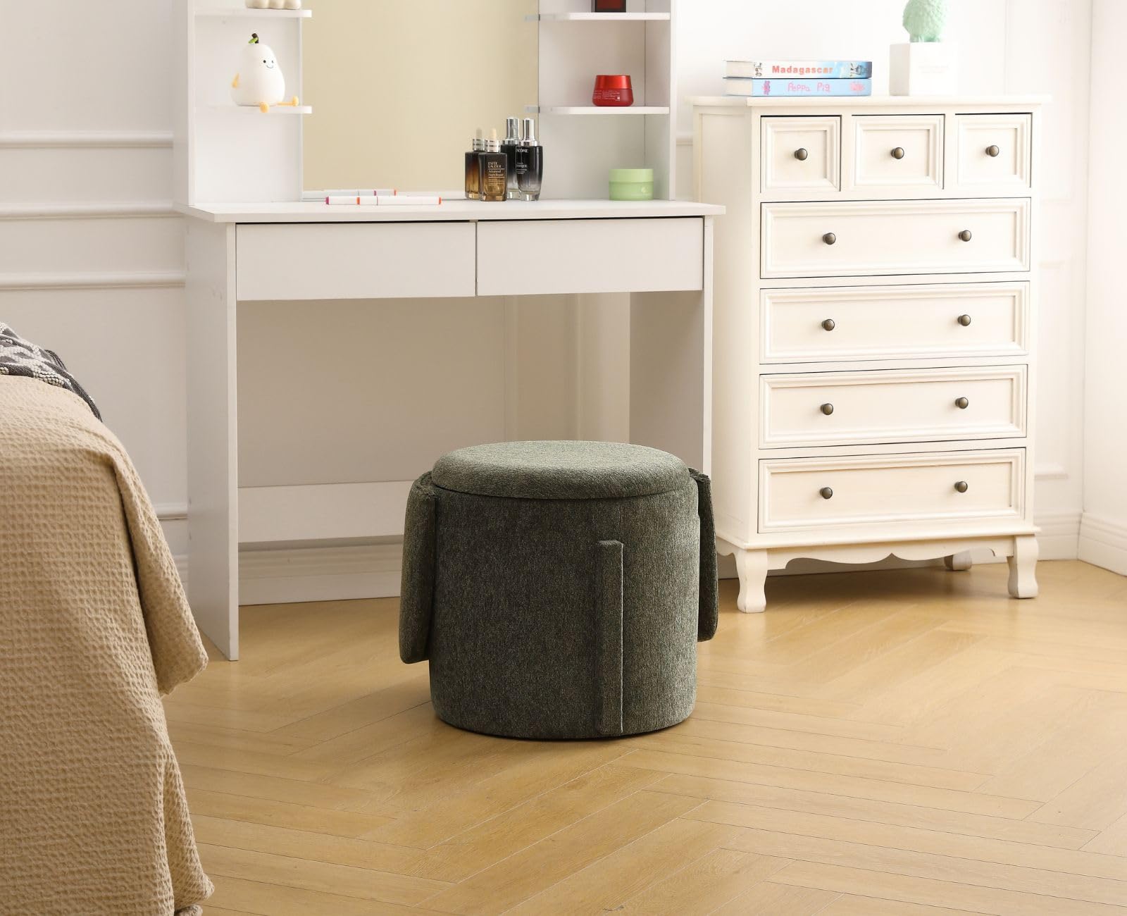 Ya-Home Set di 2 Sedie da Pranzo Sedie da Cucina con Schienale Pieghevole Sedie Imbottite in Ciniglia con Contenitore Nascosto per Sala da Pranzo/Soggiorno, Verde