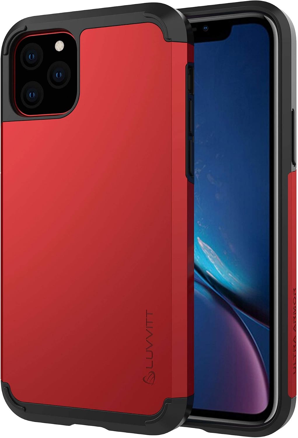 LUVVITT Ultra Armor Case Designed for iPhone 11 Pro Max 6.5 2019 with Removable Metal Plate for Magnetic Holder (car Phone Mount Cradle is not Included) for iPhone XI 11 Pro Max - Red