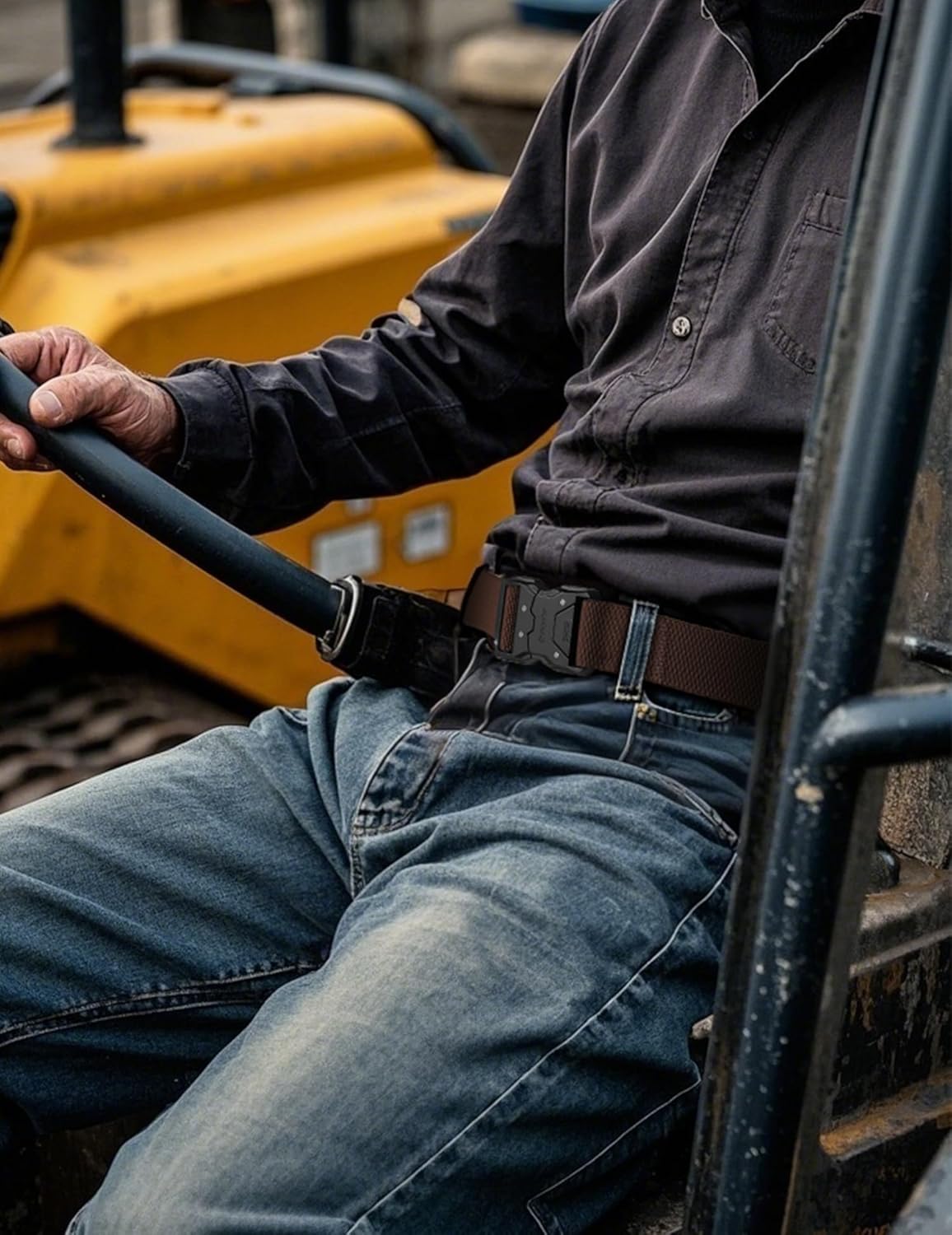 JUKMO Quick Release Tactical Belt, Military Work 1.5" Nylon Web Hiking Belt with Heavy Duty Seatbelt Buckle - Image 6