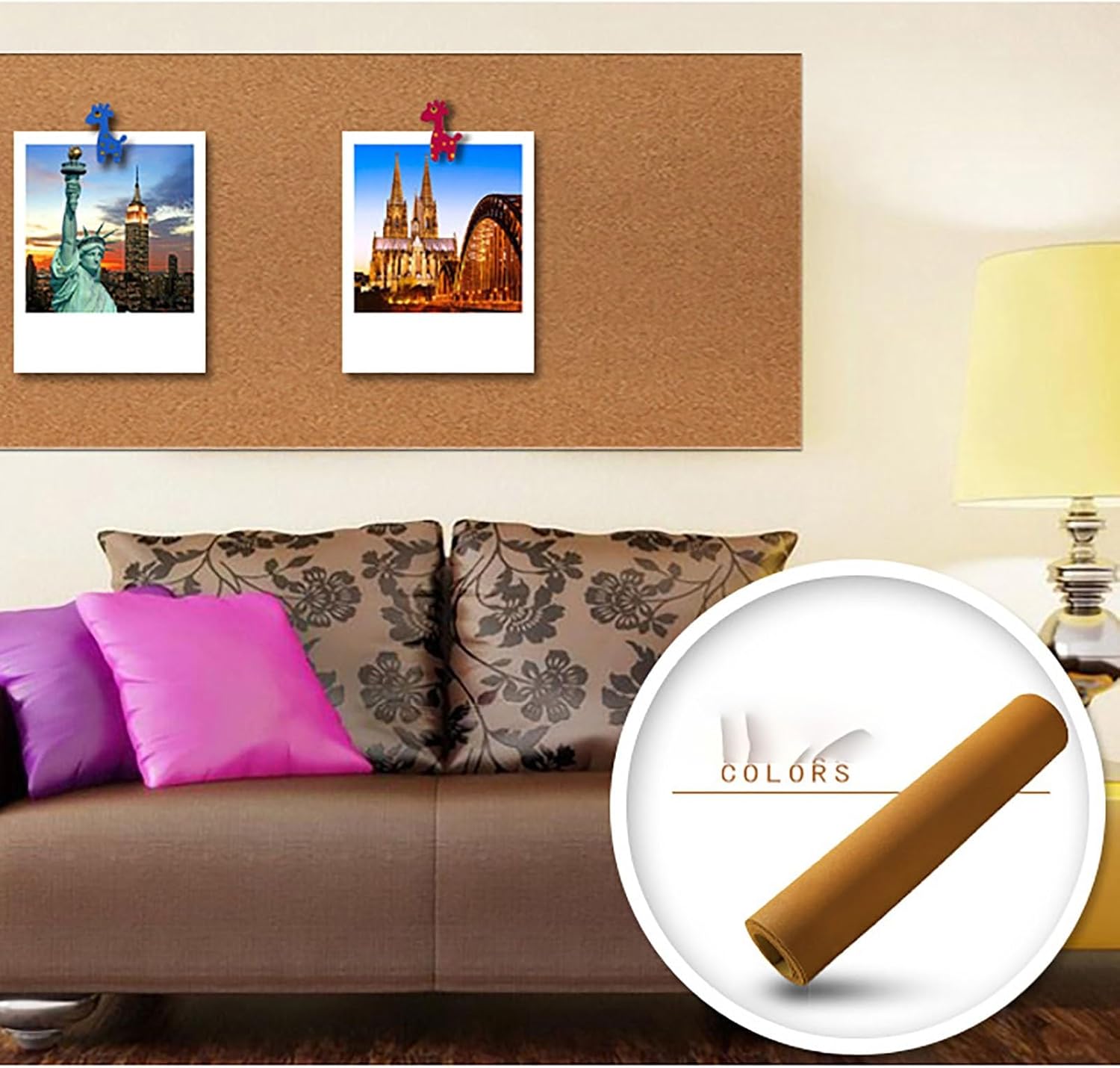 Cork Roll, Cork Board Sheet, Pin Boards for Walls, Cork Floor Tiles, Easy to Cut, 1/3" 1/4" Thick, for Office Home School DIY Supplies, Brown(Color:Thick 6mm,Size:0.6mx1.5m(2ftx4.9ft))