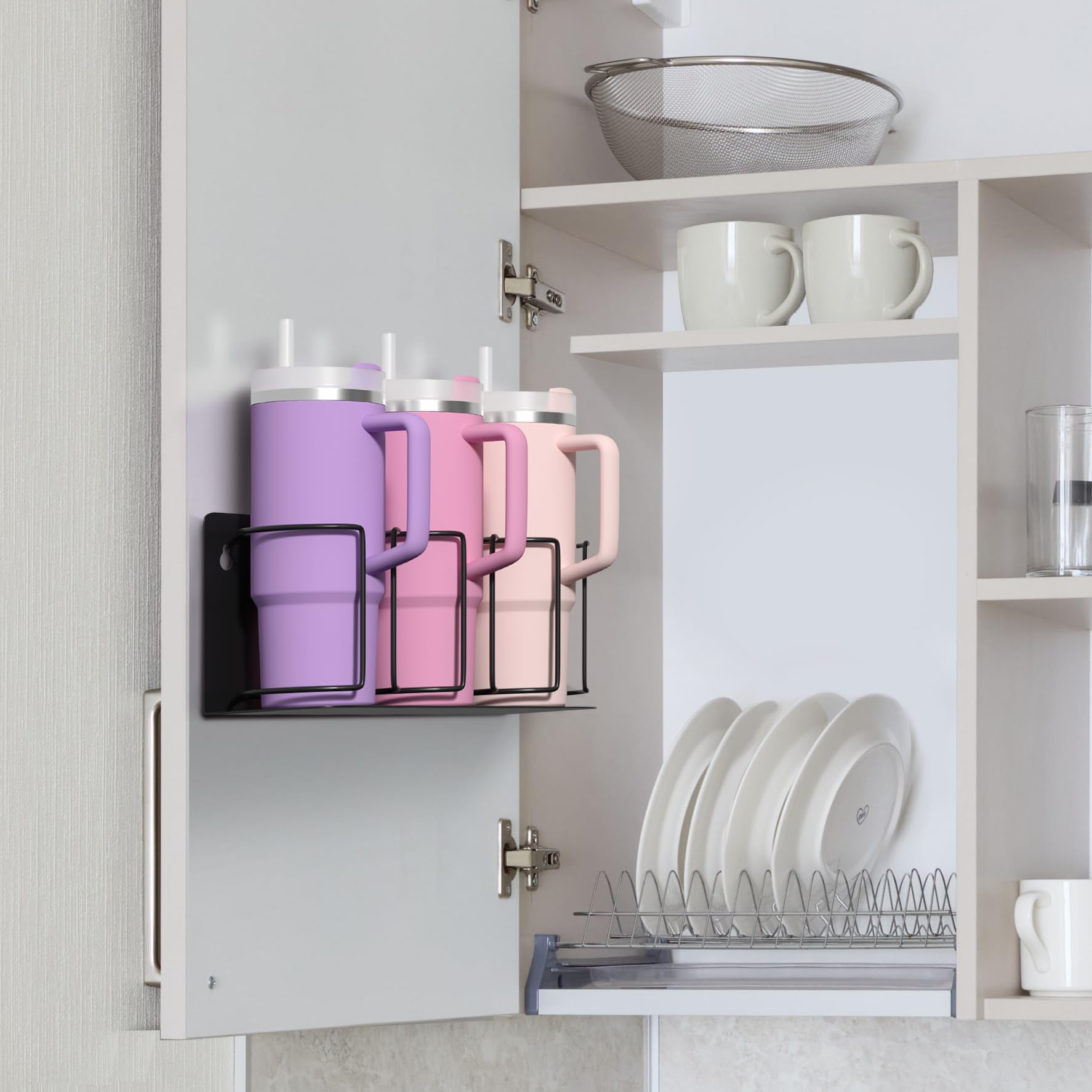 Abida Stanley - Organizer Girevole 360° Per Bottiglie Stanley E Yeti, In Legno, Porta Borraccia Da 6 Posti Per Cucina E Bar - 3