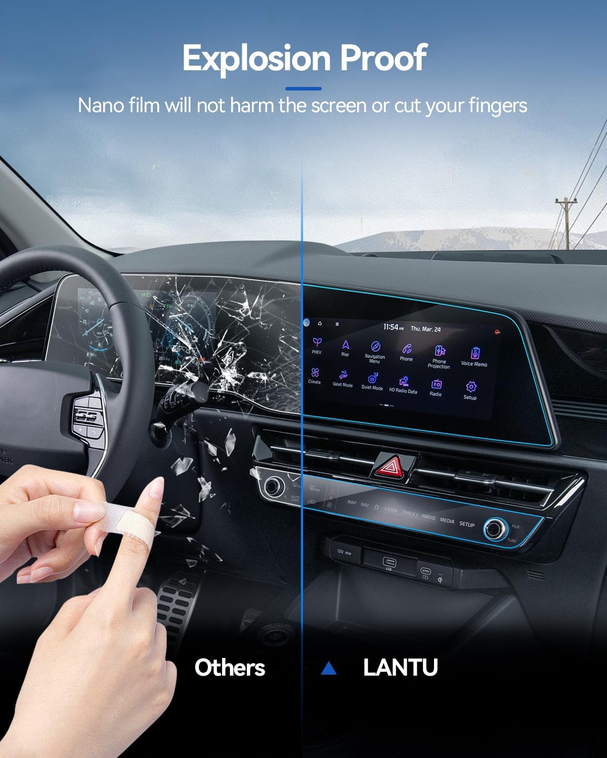 4PCS Car Screen Protector for 2023 2024 2025 Kia Niro SG2 Accessories Dual Panoramic Displays &Air Conditioner Nano Touchscreen Protector Film HD Clear Anti Fingerprint