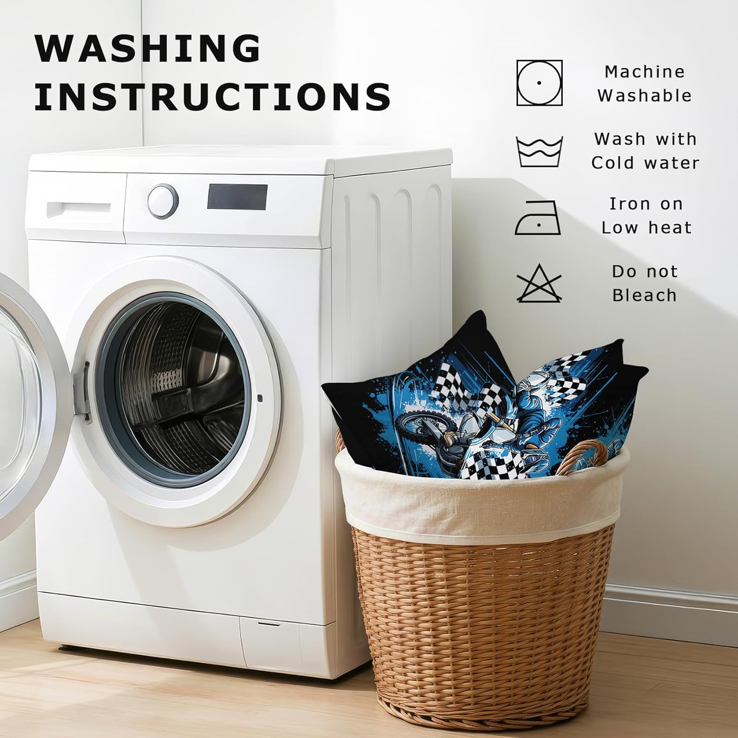 Colorcity Dirt Bike Pillow Cases Standard Size Set of 2, Motocross Pillowcases with Envelope Closure, Soft Breathable Microfiber Pillow Covers for Bed, Couch, Dirt Bike Gifts for Boys