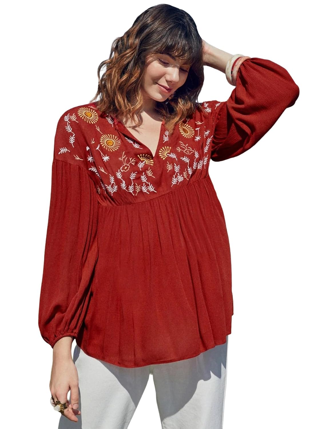 ANNI Designer Women’s Tunics Tops Rayon Viscose Embroidered Top for Women | Regular | Formal |Party Western Stylish| Trendy |Fancy Top for Women | Casual |Printed Top.