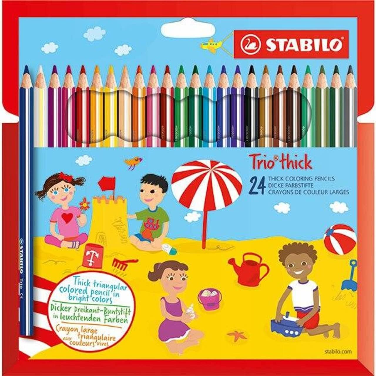 STABILO Trio Thick Triangular Colouring Pencils Pack of 24 with 24 Different Colours