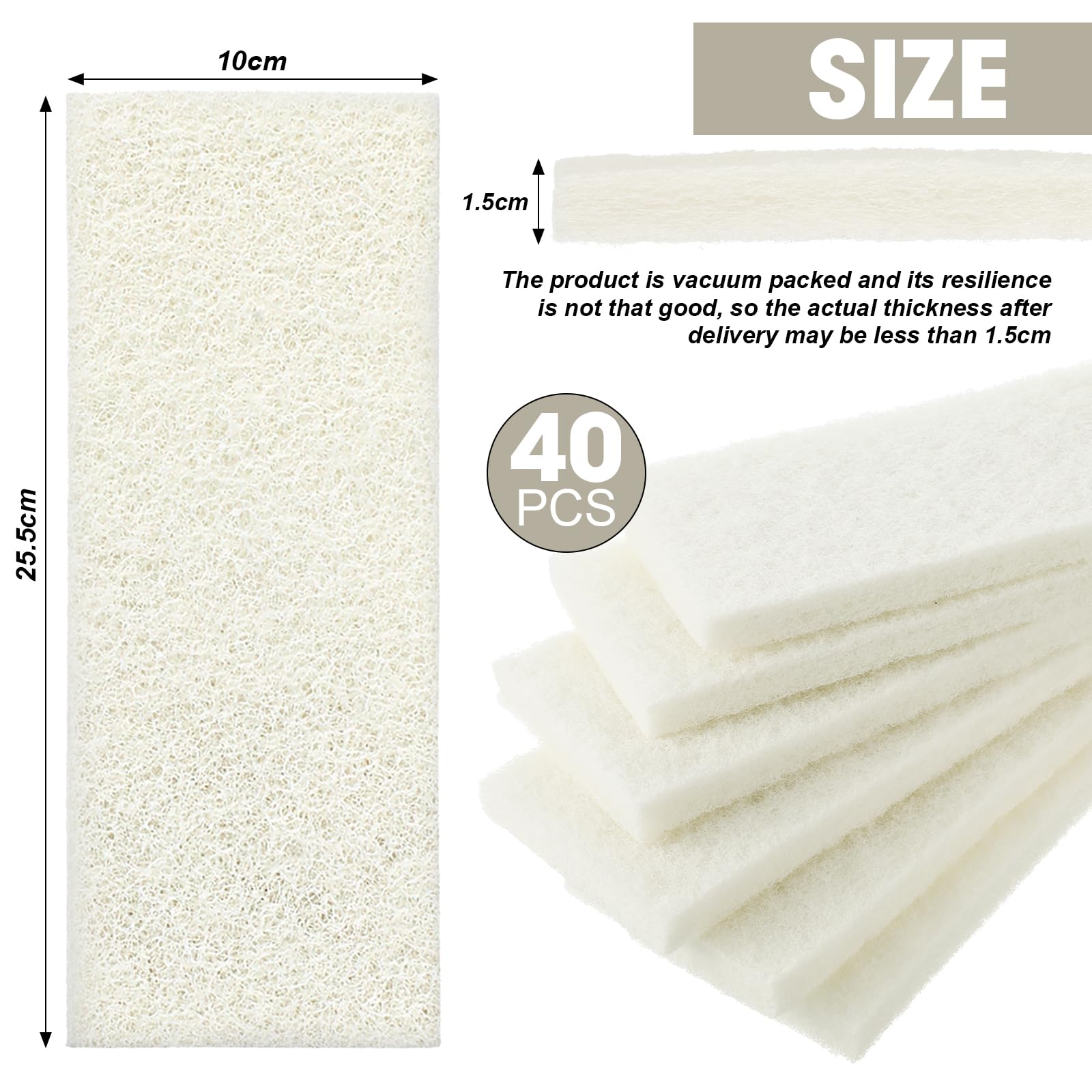 40 almohadillas de fregado que no se rayan, esponja reutilizable de cocina, esponjas blancas para lavar platos, almohadilla de fregado multiusos para suministros de limpieza del hogar, 10 x 4 pulgadas