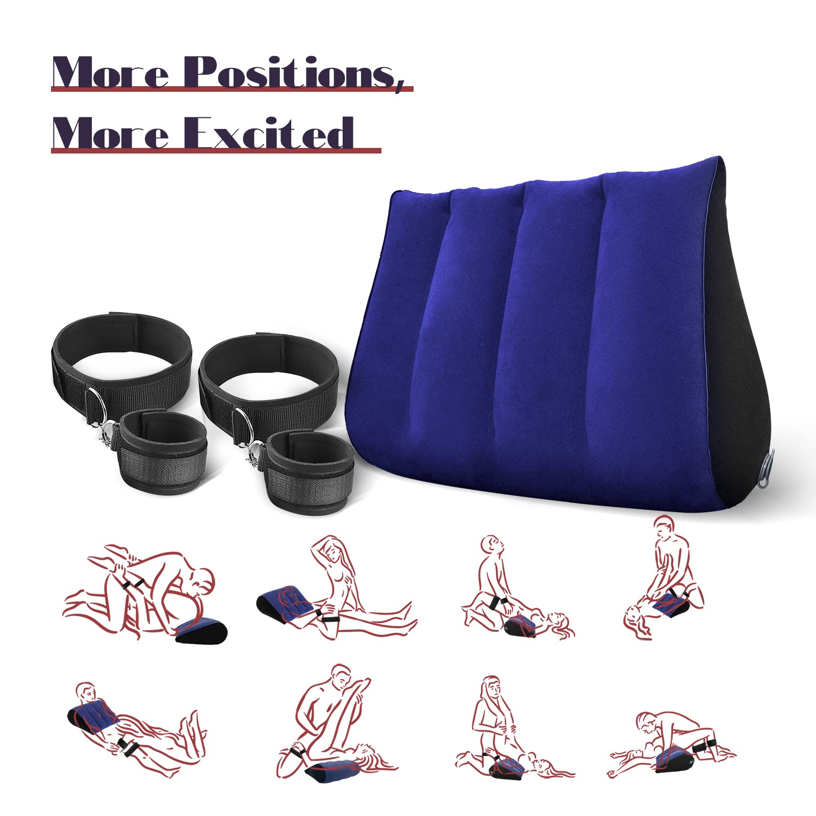 Sex Bondage Pillow Handcuffs Restraints Set - BDSM Thigh Wrist Cuffs Inflatable Sex Position Pillow Sex Furniture Couples Toy BDSM Bondage Restraint Kit Adult Sex Toys for Women and Couples(Gray): Prosixtoy Sex Bondage Pillow Handcuffs Set - BDSM Thigh Wrist Cuffs Triangle Sex Position Support Pillow Sex Furniture Sex Toy for Couple Bondage Restraint Kit Adult Sex Toy for Women and Couple(Blue)
