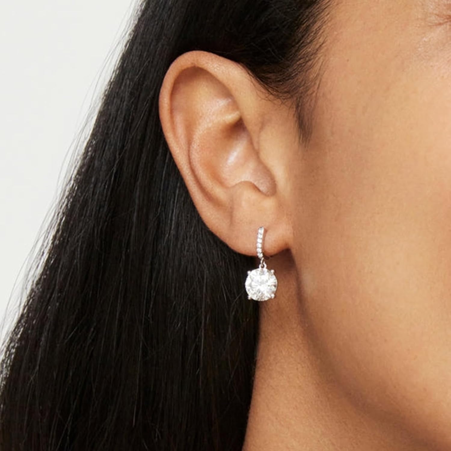 Diamond Drop Earrings for Women, Custom 2/3/4 Carat Round/Heart/Princess/Cushion Cut Moissanite Dangle Earring in Sterling Silver/10K/14K/18K Solid Gold, Earrings Jewelry for Anniversary Birthday (D Color, VVS Clarity)