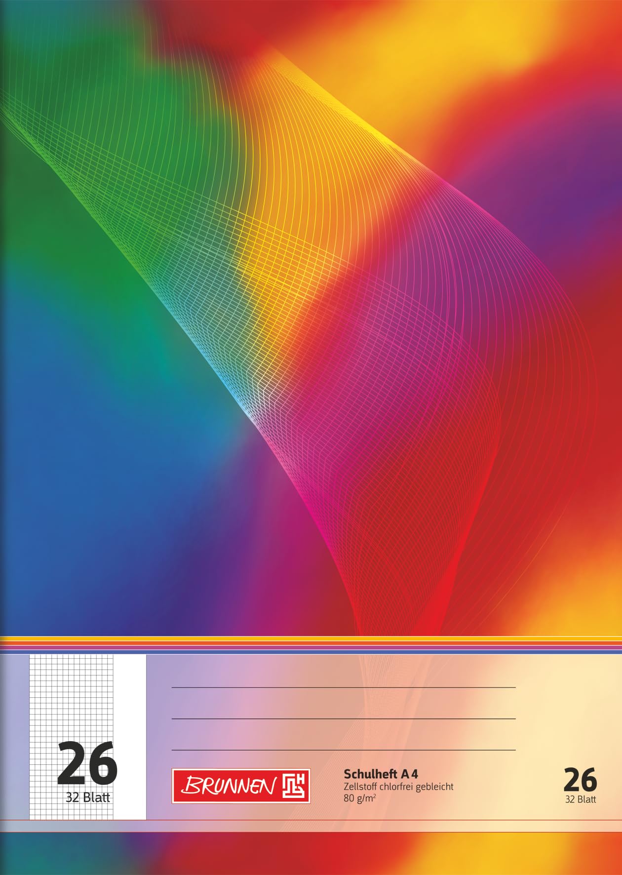 Brunnen – 104432602 School Notebook A4 5 mm Squared with Margin 32 Sheets Line Style 26)