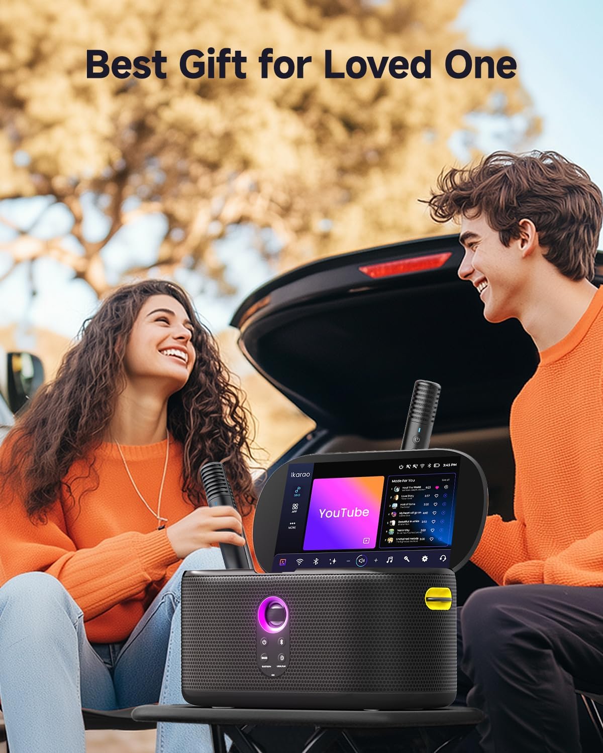 Ikarao Karaoke Machine, Built-in Lyrics Display, 32GB Karaoke Tablet, KaraFun Prime, 280W Karaoke Speaker with 2 Self-Charging Mics, Connects to TV, EQ, Portable Karaoke System for Adult Home Parties - Image 7