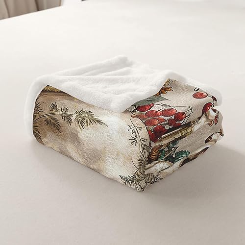 Miniatura 5 de Manfei Manta gótica de calavera y mariposa, libélula y polilla, para niños y niñas, manta de cama con hojas de flores y hongos para sofá, manta de