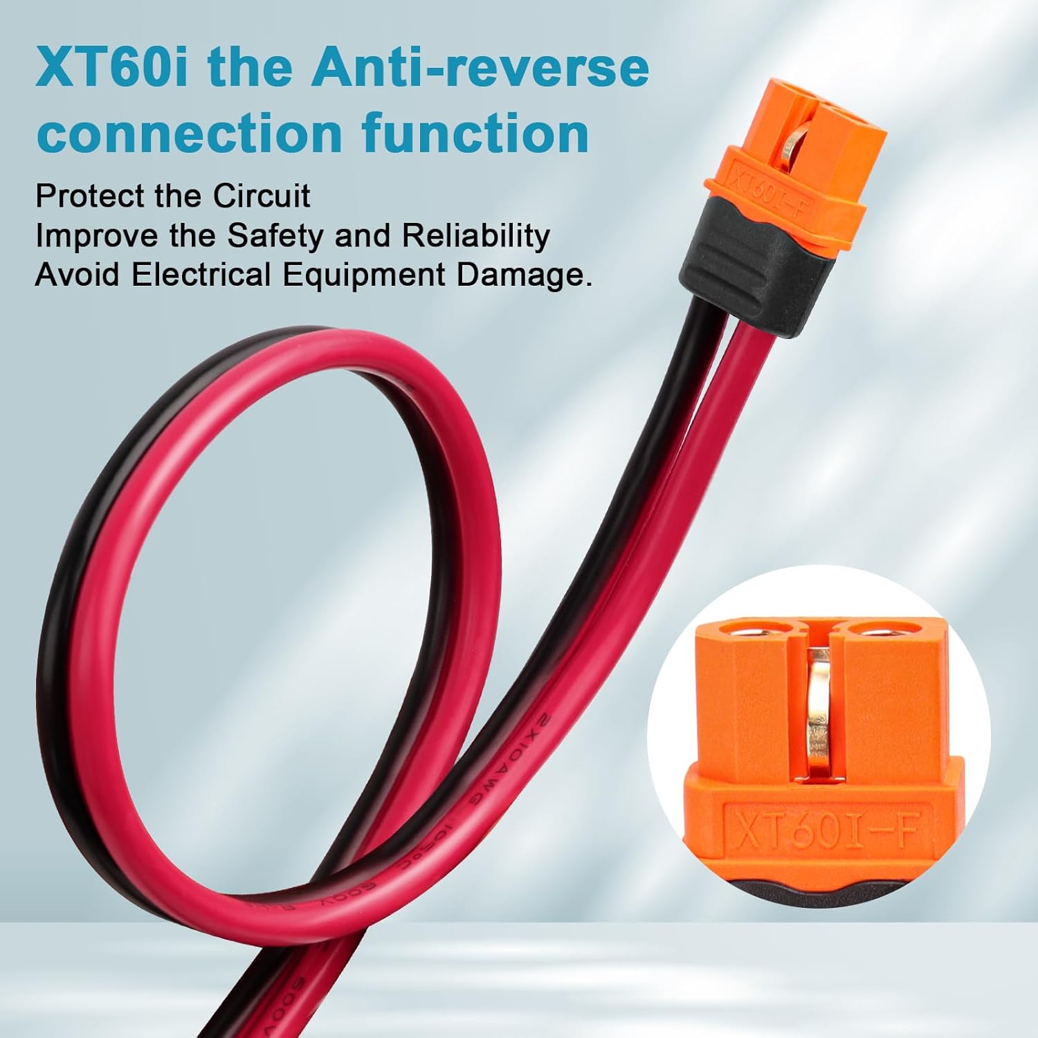 XT60i to O Ring Terminal Cable 10 AWG 2FT XT60i Female to O Ring Connector XT60i-F Extension Cable for Portable Power Station Solar Generator