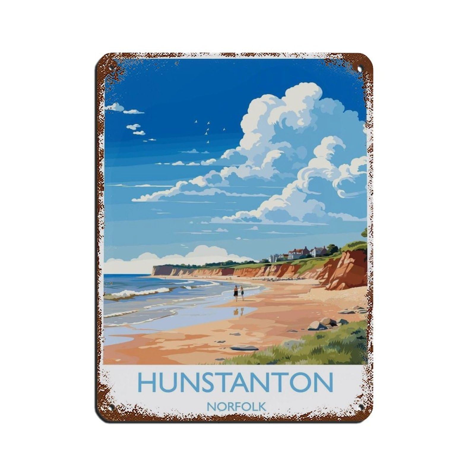 Poster métal Hunstanton Beach de 30x40 cm pour déco murale