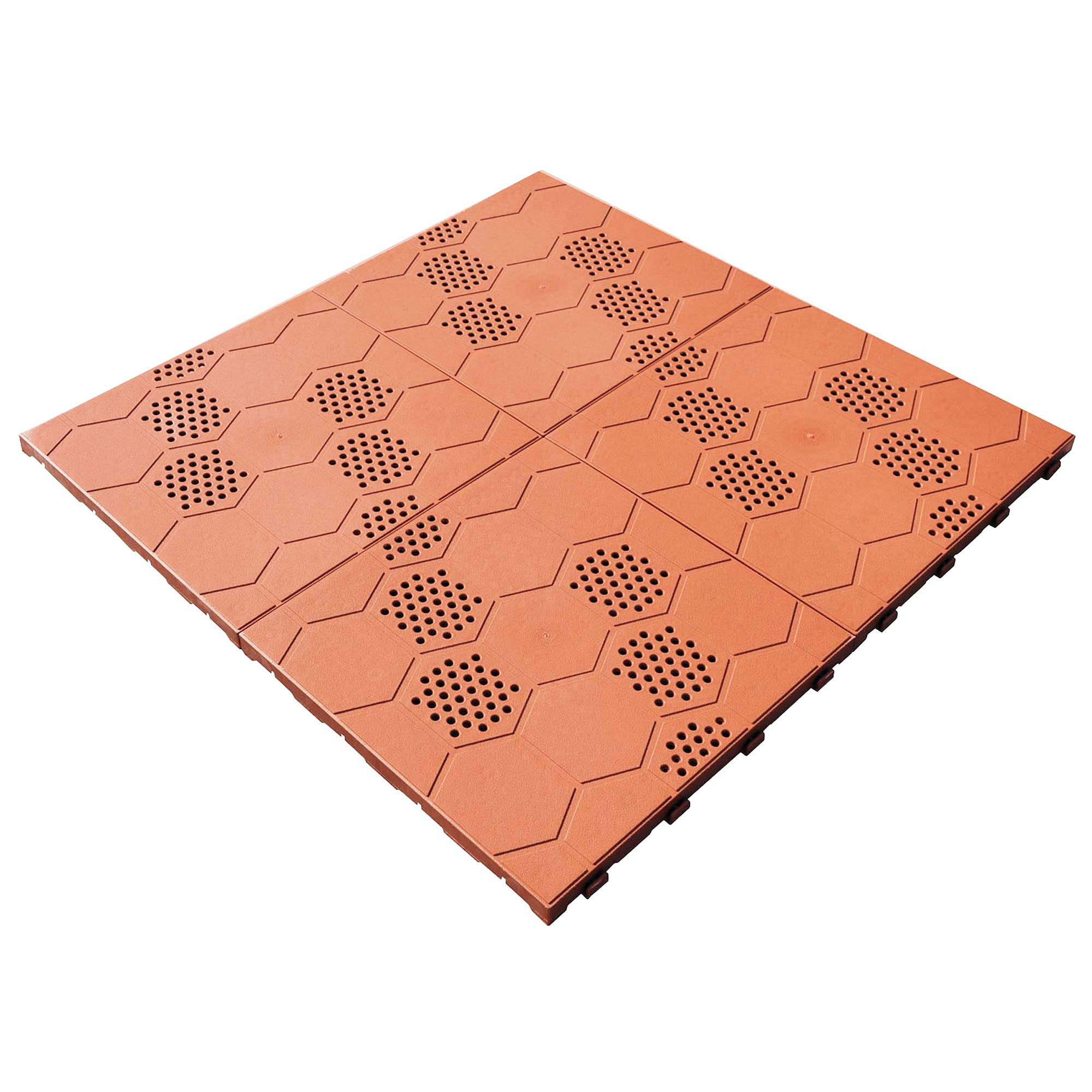 Confezione da 6 piastrelle di plastica per pavimento esterno di 39x39x2,5 cm. Superficie totale 0.9m². Collezione facile - Terracota