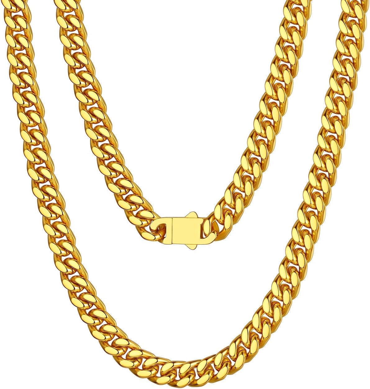 Stainless Steel Link Chain Necklace for Men Women 5/7/9/12mm Wide Chunky Cuban Curb Chains Hip Hop Jewelry(with Gift Box)
