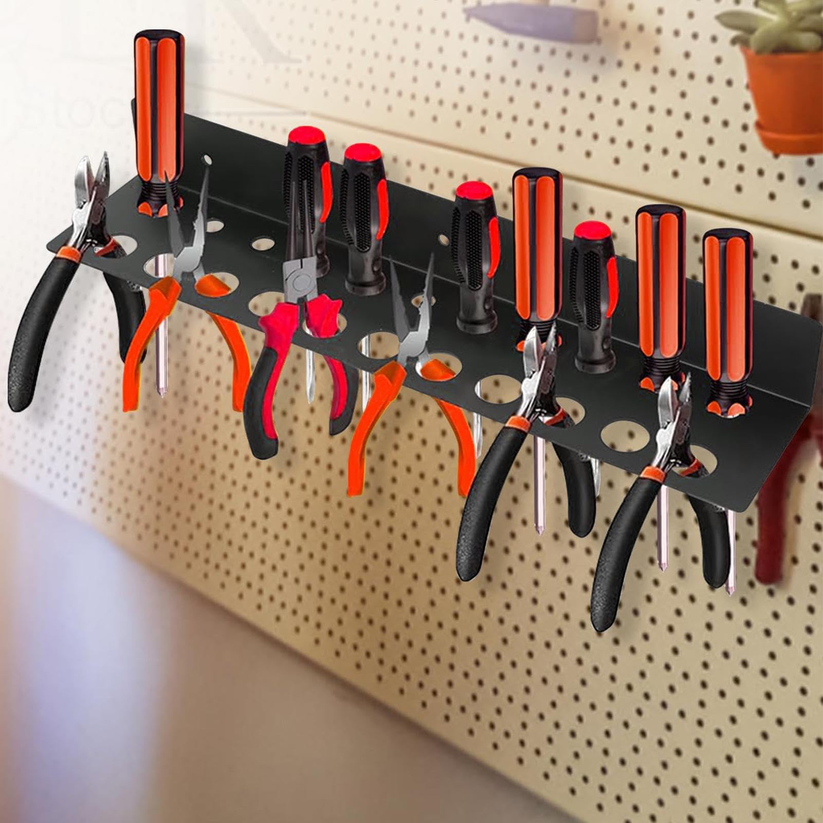 Lot De 2 Supports Muraux Pour Outils - Organisateur Tournevis, Pinces, En Acier Peint, 14 Trous Par étage, Pour Garage Ou Atelier - 4