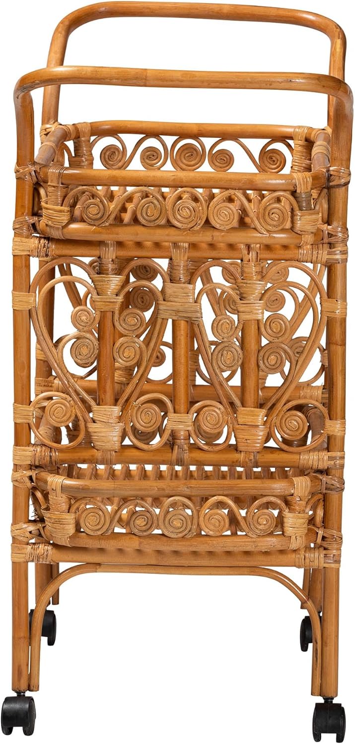 bali & pari Diwata Natural Rattan Kitchen Cart, 2-Tier