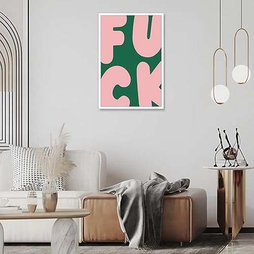 Miniatura 5 de DVBOCS Divertida decoración de pared - F*ck colorida pintura de pared divertida lienzo arte de pared rosa verde retro póster citas y refranes para