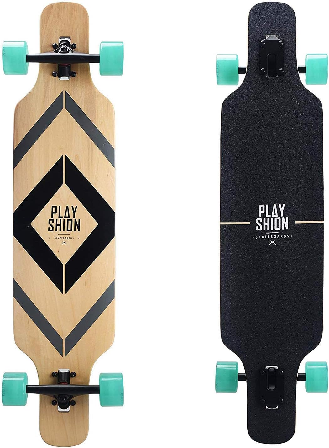 Playshion Longboard Skateboard Cruiser | 39" Drop Through Long Board | 42" Pintail Longboards