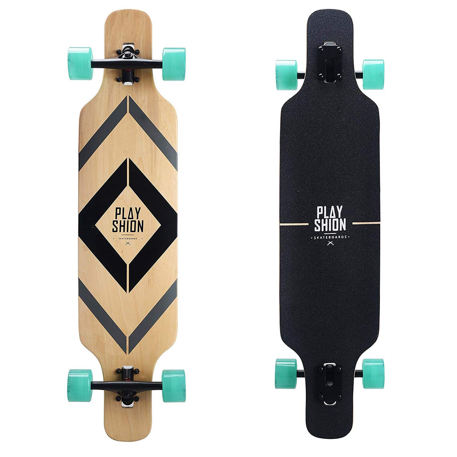 Playshion Longboard de 39 Pulgadas con rodamientos ABEC-9, Drop-Through Freeride Skateboards Cruiser