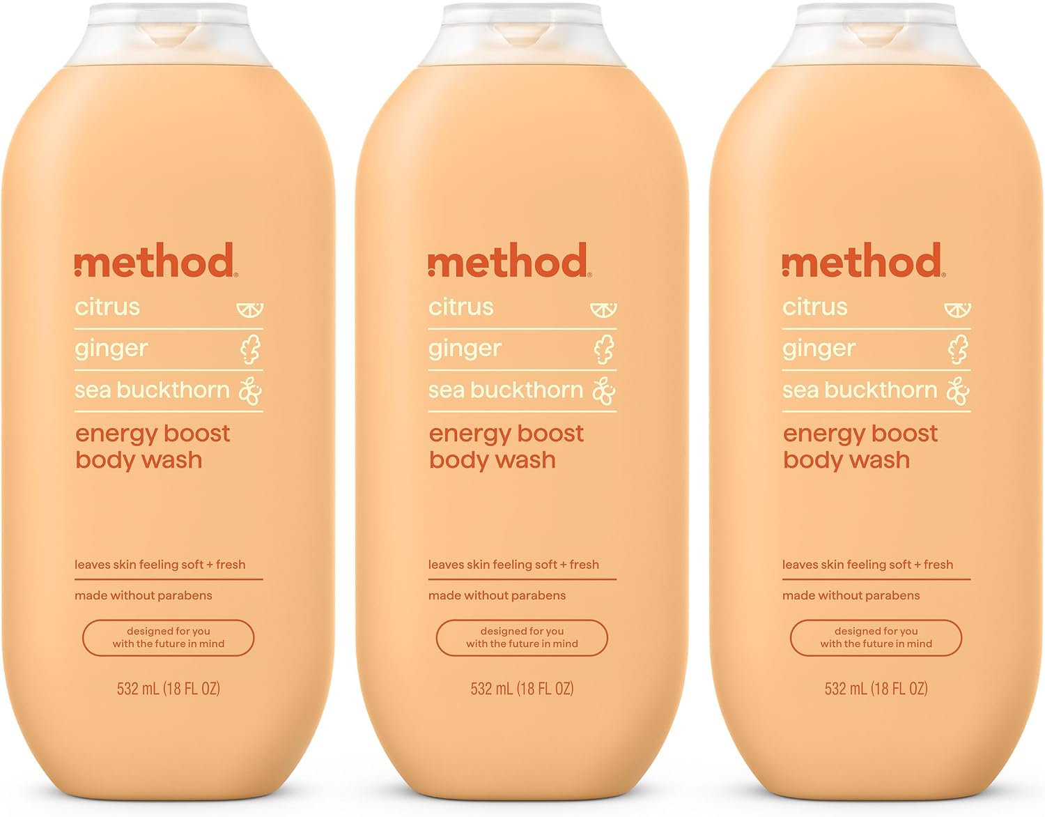 Method Body Wash, Energy Boost, 18oz (Pack of 3)