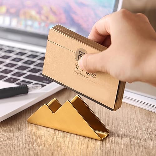 Miniatura 6 de enyuwlcm Tarjetero de metal para escritorio, soporte de tarjetas de visita de acero inoxidable para oficina, organizador de mostrador de mesa,