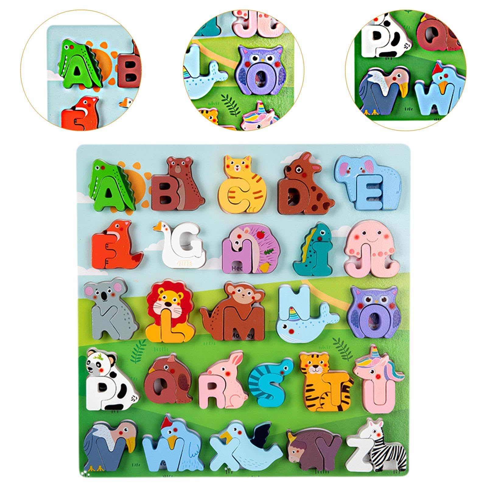 Rompecabezas de Animales del Alfabeto, Tablero de Bloques de Clasificación para Niños Pequeños.