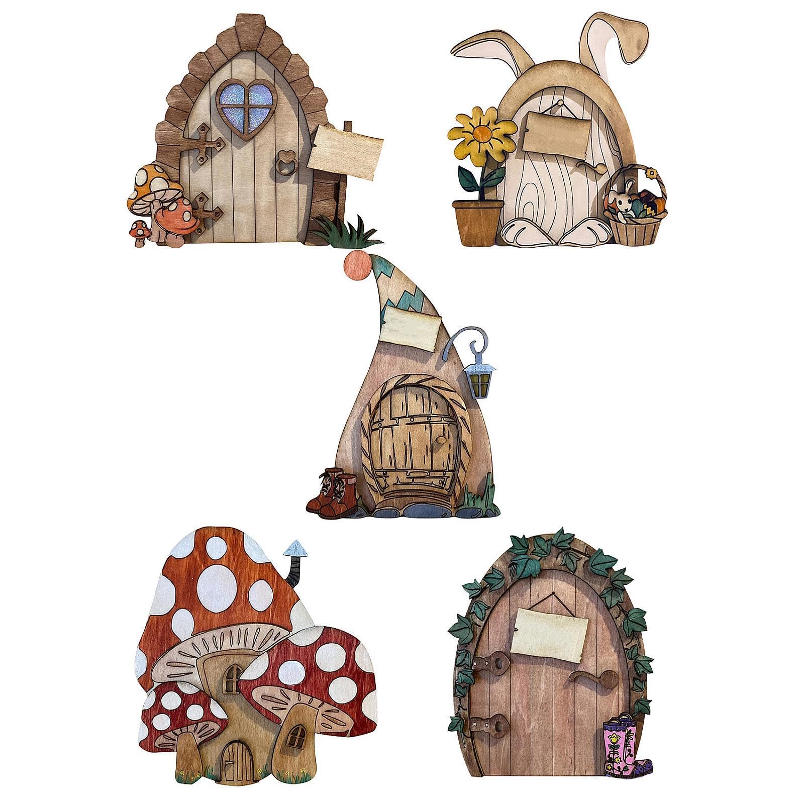 Sculpture miniature de porte en bois peint haute endurance - Accessoire décoratif extérieur chic